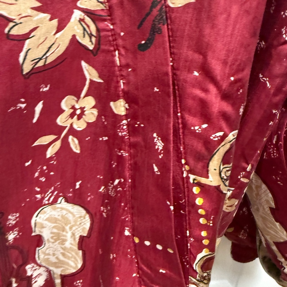 Vintage FUDA International 100% Silk Track Suit Jacket/Pants Med Burgundy  NWOT - Picture 7 of 16